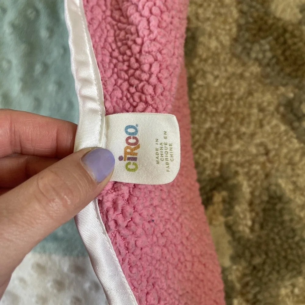 Circo Patchwork Squares Baby‎ Blanket Minky Dot Pink Purple Blue Yellow Sherpa